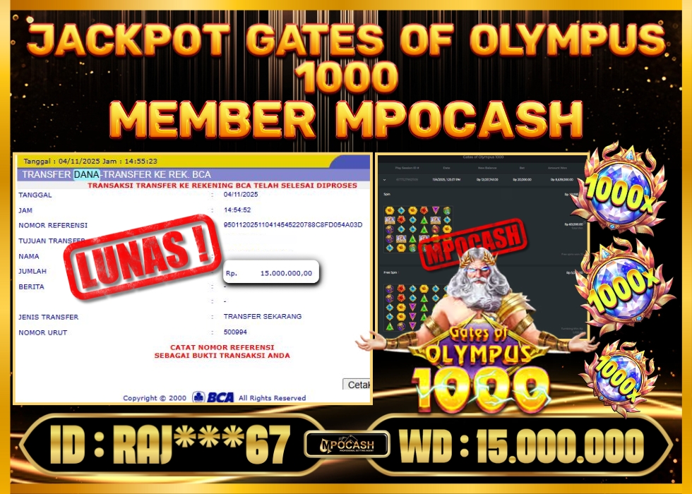 MPOCASH JACKPOT GATES OF OLYMPUS 1000